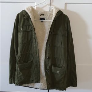 Top Shop Army Green Sherpa Lined Jacket